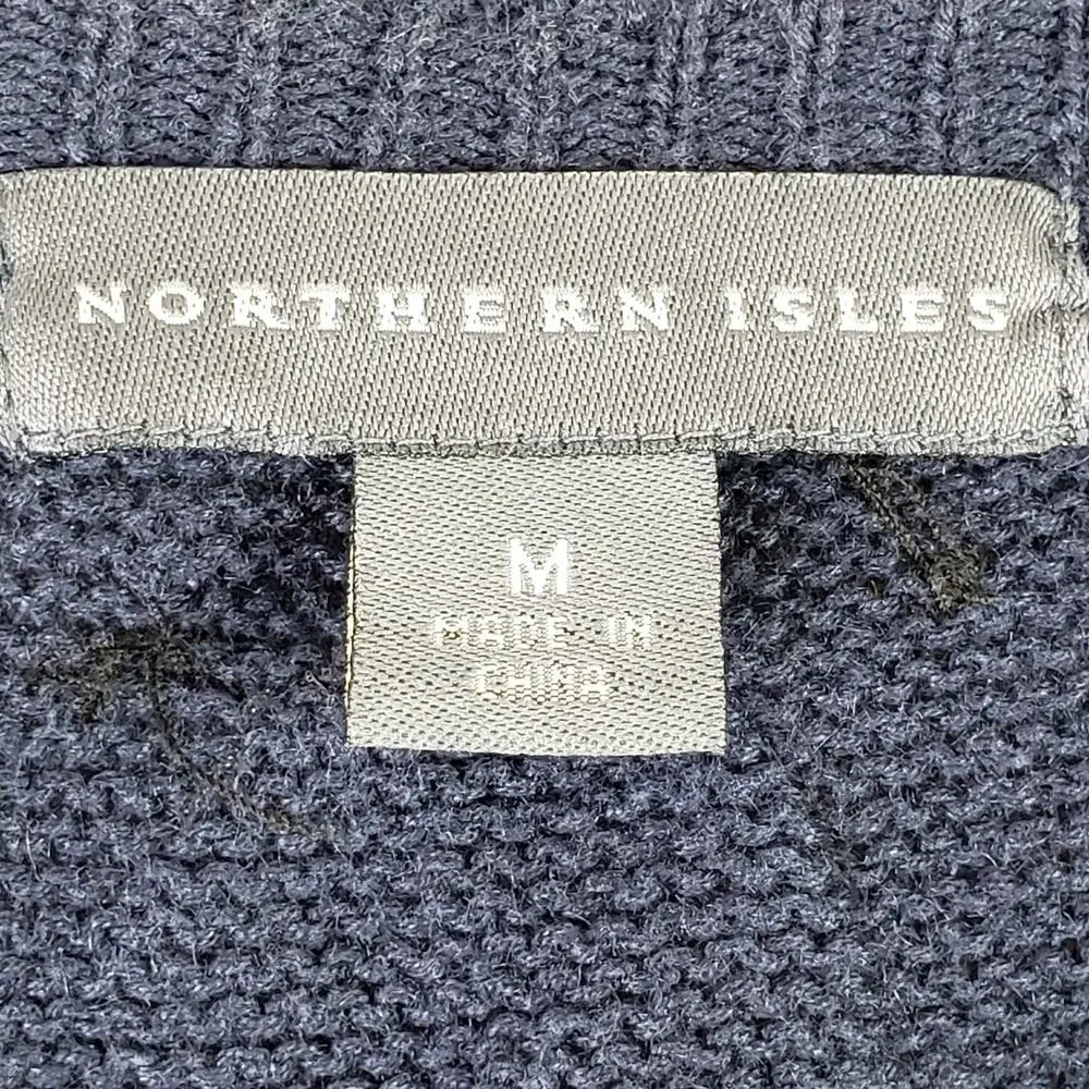 Vtg Northern Isles Cardigan Sweater Blue Embroidered Teacher Calendar Medium
